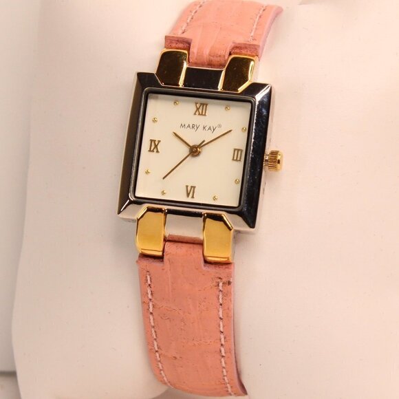 Women's Watch Silver Tone With Pink Strap Quartz Analog Watch NWOT - Picture 5 of 15